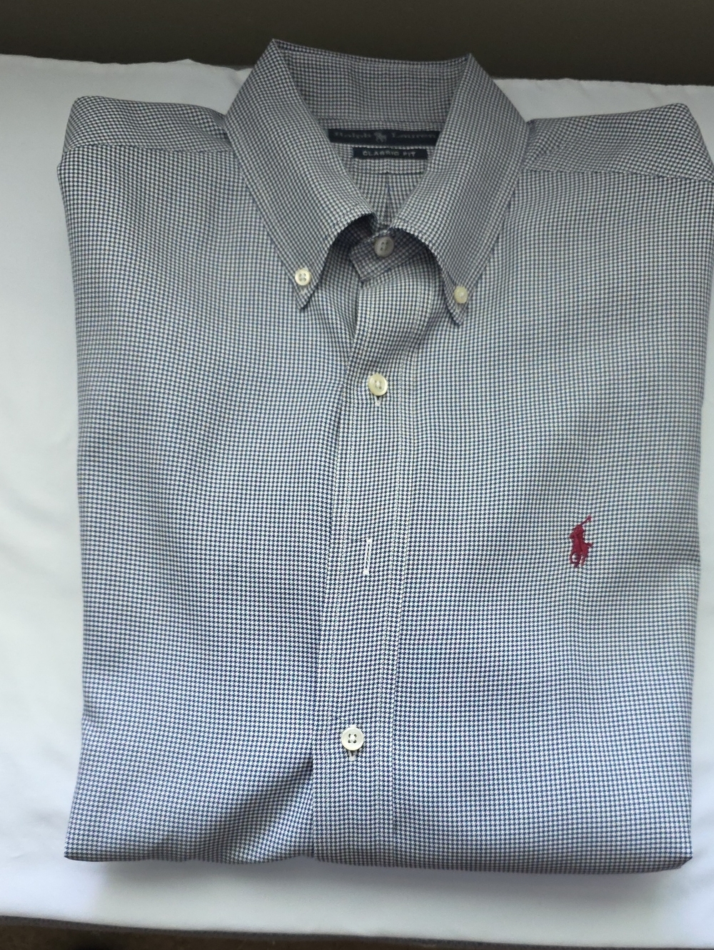 Polo by Ralph Lauren Black & White Micro-Check Button-Down Shirt with Red Pony